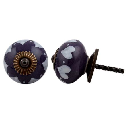 Purple Hearted Ceramic Knob